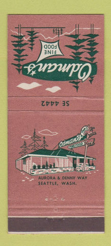 Matchbook Cover - Odman's Restaurant Seattle WA 21 Strike Feature