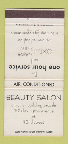 Matchbook Cover - Beauty Salon New York City 30 Strike