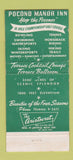 Matchbook Cover - Pocono Manor Inn PA 30 Strike