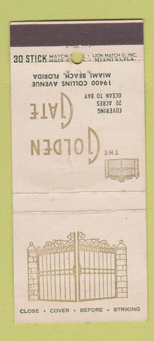 Matchbook Cover - Golden Gate Miami Beach FL 30 Stick