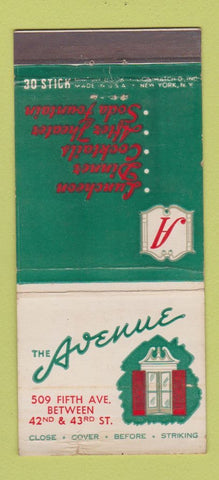 Matchbook Cover - The Avenue Lunch New York City 30 Stick