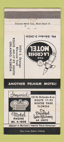 Matchbook Cover - La Crosse Motel Orlando FL Imperial Winter Park FL 30 Strike