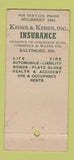 Matchbook Cover - Keiser & Keiser Insurance Baltimore MD WEAR 30 Stick