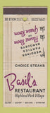 Matchbook Cover - Basil's Restaurant Highland Park Village Dallas TX 30 Stick