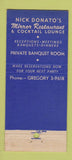 Matchbook Cover Donato's Mirror Restaurant Passaic NJ girlie 21 Strike Feature