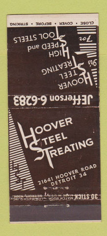 Matchbook Cover - Hoover Steel Treating Detroit MI 30 Stick