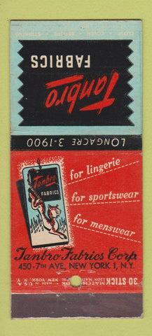 Matchbook Cover - Tanbro Fabrics New York City 30 Stick