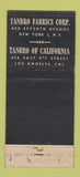 Matchbook Cover - Tanbro Fabrics New York City 30 Stick