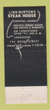 Matchbook Cover - Linn Burton's Steak House Chicago IL 30 Stick