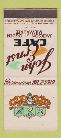 Matchbook Cover - John Ernst Cafe Milwaukee WI 21 Strike Feature