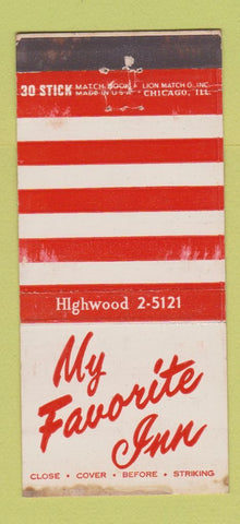 Matchbook Cover - My Favorite Inn Highwood IL WEAR  30 Stick