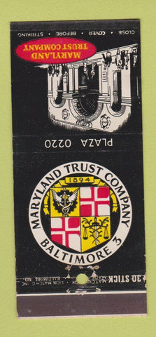 Matchbook Cover - Maryland Trust Company Baltimore MD 30 Stick