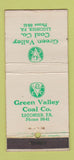 Matchbook Cover - Green Valley Coal Ligonier PA WORN 21 Strike Feature