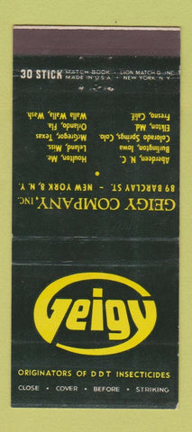 Matchbook Cover - Geigy DDT Insecticides New York City 30 Stick
