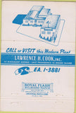 Matchbook Cover - Cook Machinery Tools Molds Providence RI 40 Strike