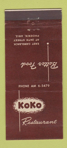 Matchbook Cover - Koko Restaurant Phoenix AZ 21 Strike Feature