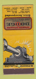 Matchbook Cover - Dodge Transmission Spokane WA Wallace ID 30 Stick