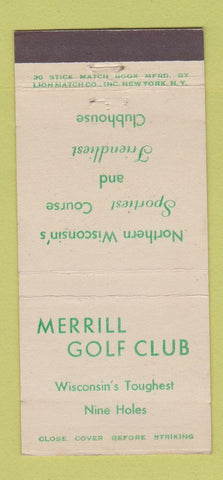 Matchbook Cover - Merrill Golf Club WI 30 Stick