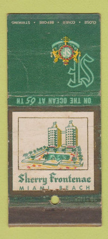 Matchbook Cover - Sherry Frontenac Miami Beach FL WORN 30 Stick
