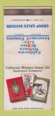 Matchbook Cover California Western States Insurance Sacramento cA WORN 30 Strike