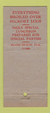 Matchbook Cover - Hickory House New York City Miami Beach FL 30 Stick