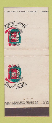 Matchbook Cover - Quo Vadis New York City MISCUT? 30 Stick