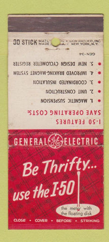 Matchbook Cover - General Electric I-50 Meter WEAR 30 Stick