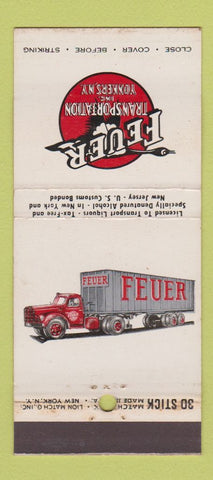Matchbook Cover - Feuer Trucking Yonkers NY 30 Stick