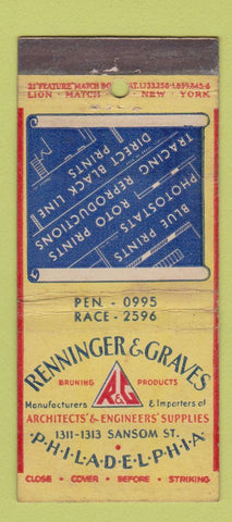 Matchbook Cover Renninger Graves Architects Philadelphia PA 21 Strike Feature