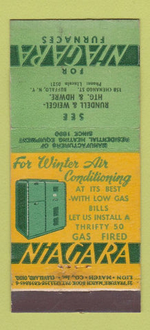 Matchbook Cover - Niagara Furnaces Rundell Weigel Buffalo NY 21 Strike Feature