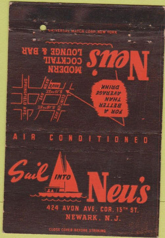 Matchbook Cover - Neu's Cocktail Loung Newark NJ 40 Strike