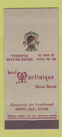 Matchbook Cover - Hotel Martinique Miami Beach FL 21 Strike Feature