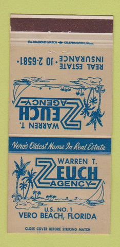 Matchbook Cover - Warren Zeuch Real Estate Insurance Vero Beach FL 30 Strike