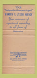 Matchbook Cover - Warren Zeuch Real Estate Insurance Vero Beach FL 30 Strike