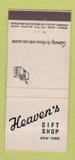 Matchbook Cover - Heaven's Gift Shop New York City 21 Strike Feature
