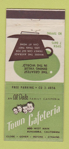 Matchbook Cover - Town Cafeteria Alhambra CA 30 Stick