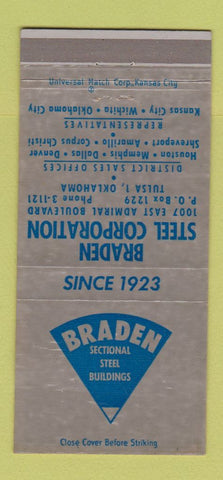 Matchbook Cover - Braden Steel Buildings Tulsa OK 30 Strike