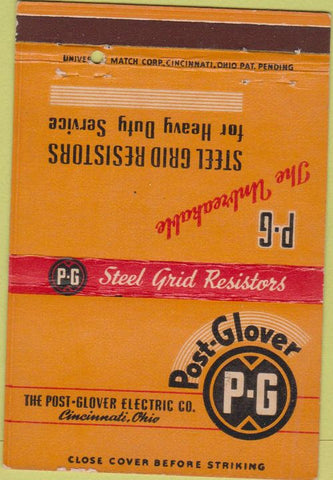 Matchbook Cover - Post Glover Steel Grid Resistors Cincinnati OH 40 Strike