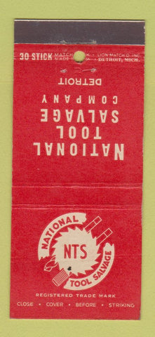 Matchbook Cover - National Tool Salvage Detroit MI 30 Stick