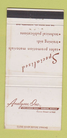 Matchbook Cover - Analyses Inc Dearborn MI avertising WEAR 30 Strike