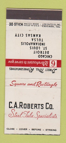 Matchbook Cover - CA Roberts Steel Chicago Detroit St Louis 30 Stick