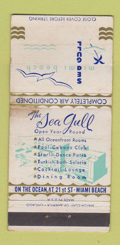 Matchbook Cover - Sea Gull Hotel Miami Beach FL WORN 30 Strike