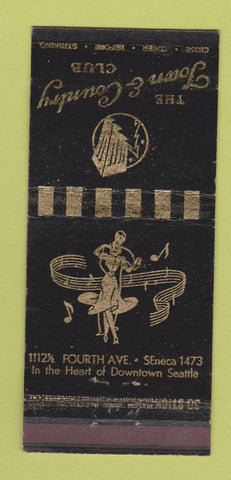 Matchbook Cover - Town & Country Club Seattle WA WEAR 30 Stick