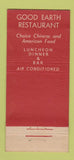 Matchbook Cover - Good Earth Restaurant Chinese New York City 30 Stick