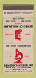 Matchbook Cover - Benedict Miller Metal Treating Lyndhurst NJ 30 Stick