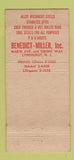 Matchbook Cover - Benedict Miller Metal Treating Lyndhurst NJ 30 Stick