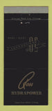 Matchbook Cover - Ross Hydrapower 1956 Gear Tool Lafayette IN WEAR 30 Strike