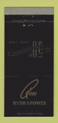 Matchbook Cover - Ross Hydrapower 1956 Gear Tool Lafayette IN WEAR 30 Strike