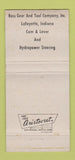Matchbook Cover - Ross Hydrapower 1956 Gear Tool Lafayette IN WEAR 30 Strike