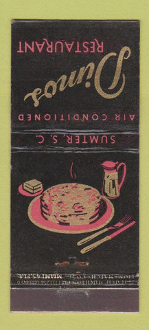Matchbook Cover - Dimos Restaurant Sumter SC 21 Strike Feature